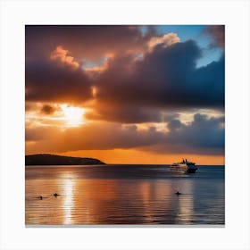 Sunset On The Sea Canvas Print