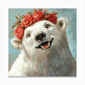 Polar Bear With Roses Stampe su tela