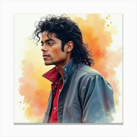 Watercolor Painting Of Michael Jackson In A Fantasy Realm 1 Canvas Print