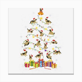 German Shepher Santa Hat Decoration Christmas Tree Lights Canvas Print