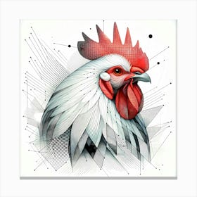 Rooster Head - Abstract Line Art Illustration 204 Canvas Print