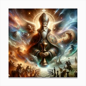 Cosmic Checkmate: The Divine Gambit Canvas Print