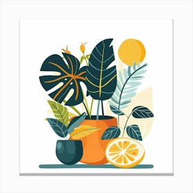 Tropical Plants In A Pot Canvas Print