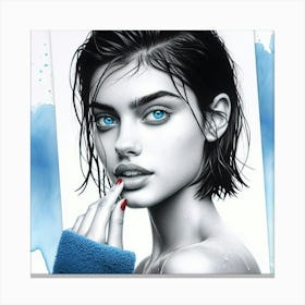 Portrait Of A Woman With Blue Eyes 1 Canvas Print