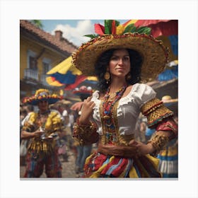 Woman In Mexican Costume 1 Canvas Print