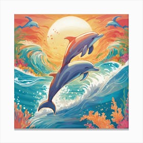 Dolphins In The Ocean Canvas Print