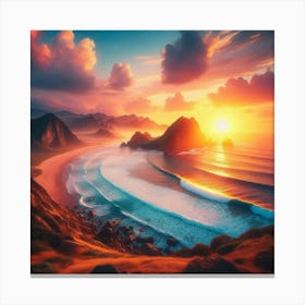 Sunset Over The Ocean 6 Canvas Print