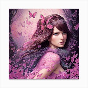 Girl With Butterflies 3 Canvas Print