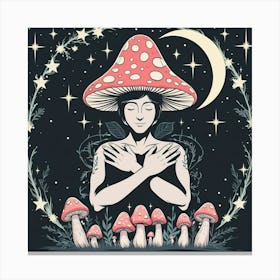 Woman With Mushroom Hat Canvas Print