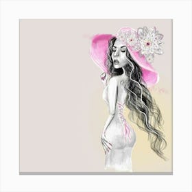 Pink Hat Summer Fashion Canvas Print