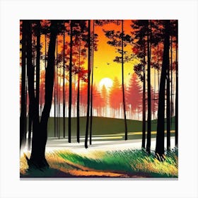 Sunset In The Forest 56 Canvas Print