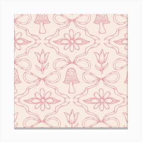 Spring Toile Print In Pink Canvas Print