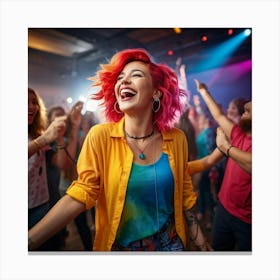 Energetic Woman With Vibrant Dyed Hair Cheerful Smile Standing Alone In A Studio Personalized Wir (6) Canvas Print