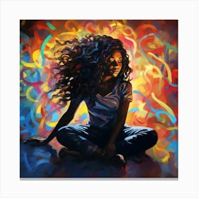 Woman With Long Curly Hair Canvas Print