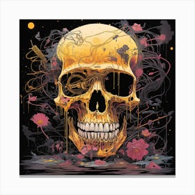 Skull With Flowers Canvas Print