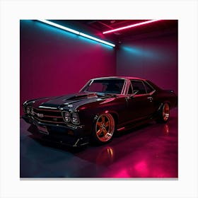 Tuned Muscle Car in Neon Light Canvas Print