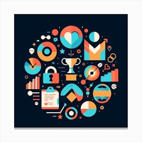 Flat Business Icons Canvas Print