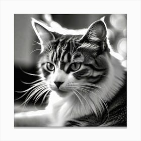 Black And White Cat 17 Canvas Print