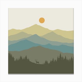 Landscape With Deer Canvas Print