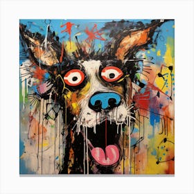 Abstract Crazy Whimsical Dog Canvas Print