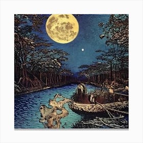 Moon Over The River Canvas Print