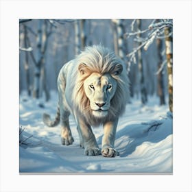 White Lion In The Snow Canvas Print