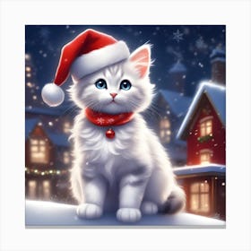 Cute Christmas Kitten 3 Canvas Print