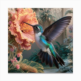 Hummingbird & Flower Canvas Print