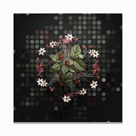 Vintage Carolina Allspice Flower Wreath on Dot Bokeh Pattern n.0583 Canvas Print