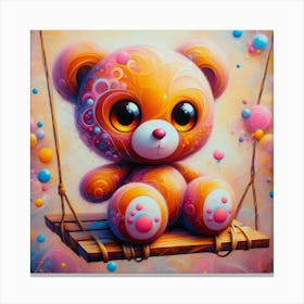 Teddy Bear On Swing Canvas Print