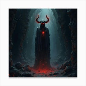 Demon Soul In A Watercolor Dark Chasm With Eerie Glow 1 Canvas Print