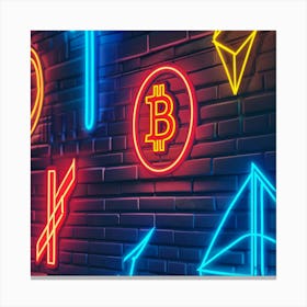 Neon Signs Of Bitcoin Canvas Print