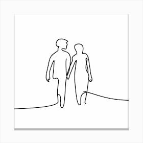 Couple Walking Hand In Hand Canvas Print
