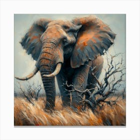 Elephant In The Grass Canvas Print