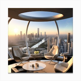 Futuristic Living Room 16 Canvas Print