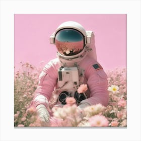 Pink & Floral Astronaut 2 Canvas Print