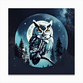 Owl In The Night Canvas Print