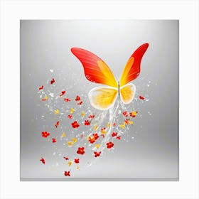 Butterfly With Flowers Abstract Canvas Print