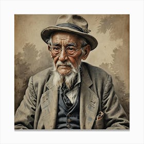 Old Man With Hat Canvas Print