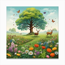 Deer In The Meadow Canvas Print