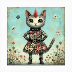 Cute punk cat 7 Canvas Print