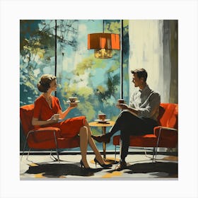 Couple Sitting At A Table Canvas Print