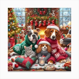 Christmas With Dogs 1 Canvas Print