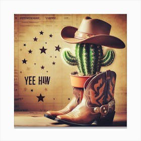 Cowboy Boots And Cactus Canvas Print