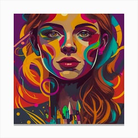 Color pen Abstract Painting Canvas Print