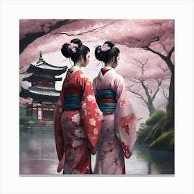 Two Geishas Canvas Print