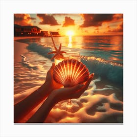 Seashells On The Beach Canvas Print