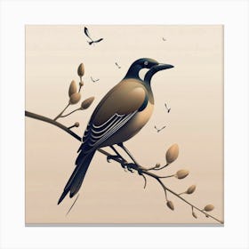 Bird On Branch Canvas Print