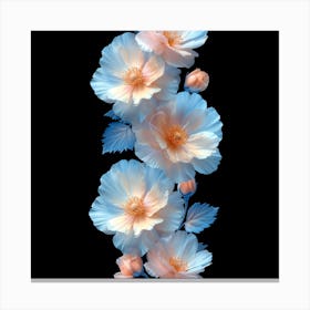 Blue Flowers On A Black Background Canvas Print