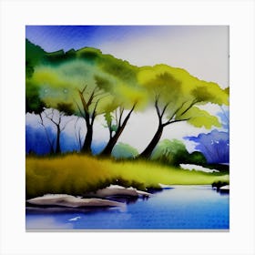 Watercolor Treeline Canvas Print